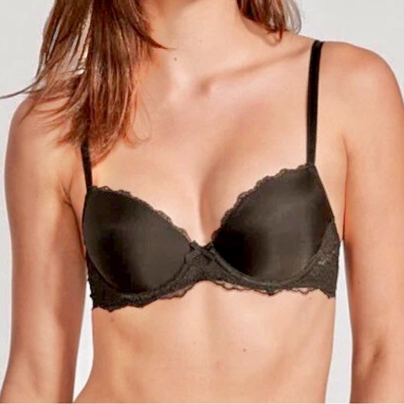 Victoria’s Secret Dream Angels Smooth & Lace Lightly Lined Demi Bra, Black, 32B - Picture 3 of 13